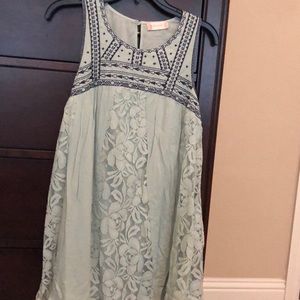 Teal lace tunic tank